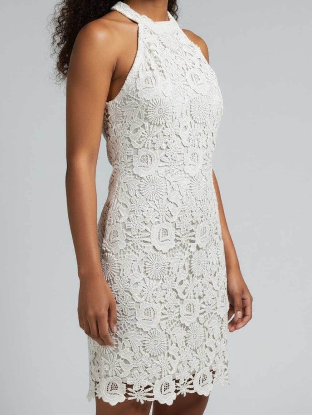 Lulus Love Poem Lace White Floral Lace Halter Mini Women’s Dress S